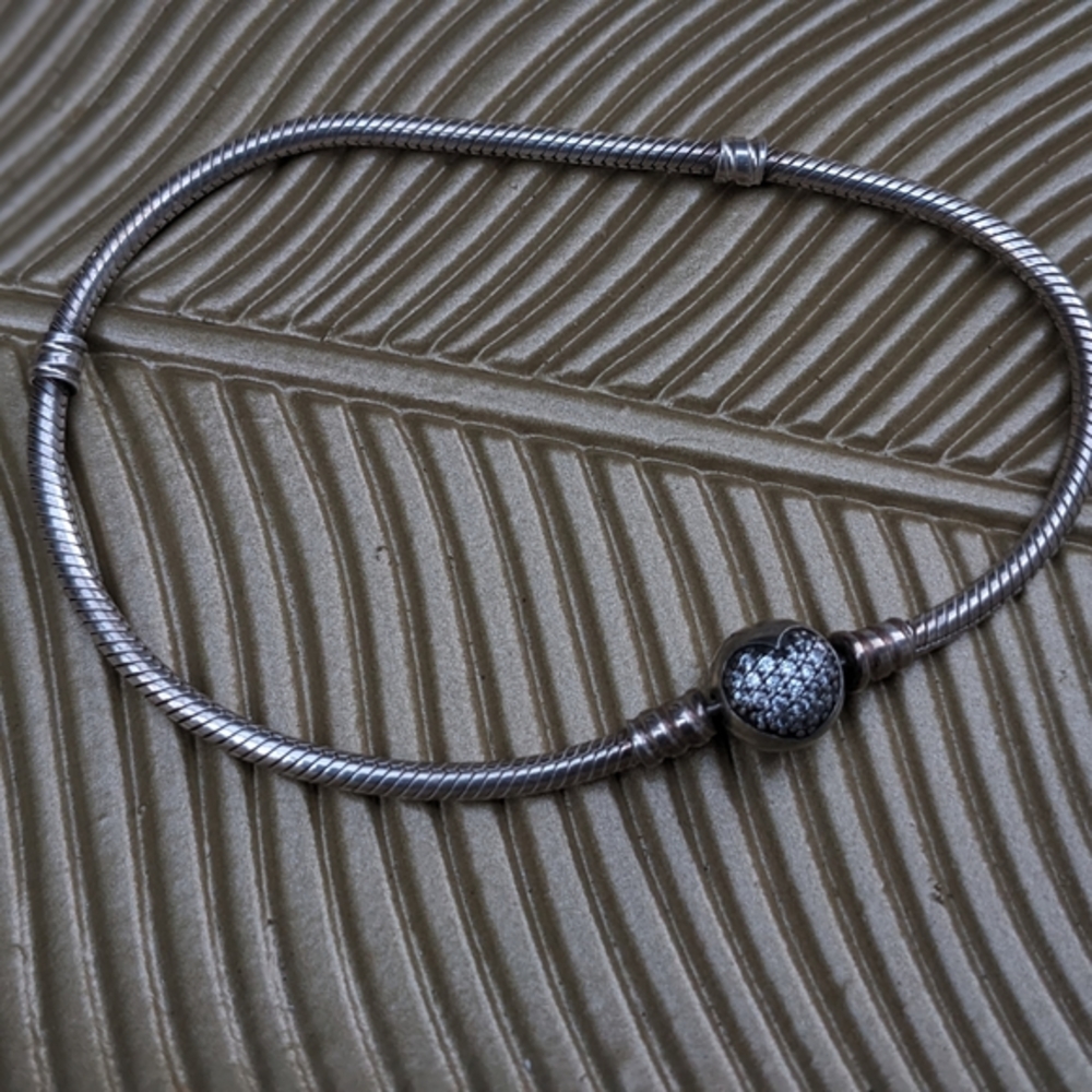 Silver Heart Charm Bracelet Sterling Pandora Cord Bracelet